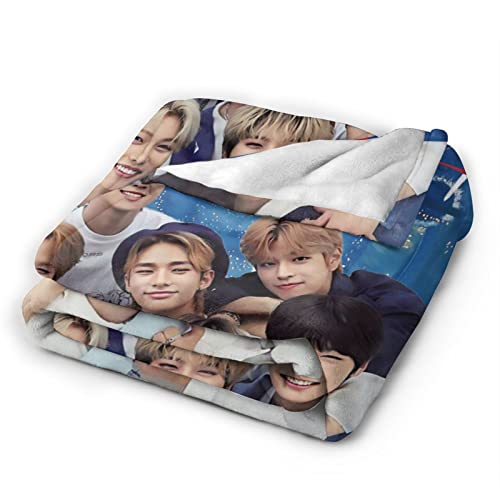Super Soft Stray Flannel Throw Hyunjin Bangchan Felix Blanket Kids for Bed Sofa Office Knee pad,Bed car Camp Beach Blanket Throw Blankets 50"X40"