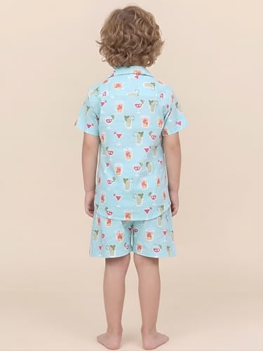 Image of POLKA TOTS Boys 100% Cotton Vacation Wear Co-ord Set | Trendy Printed Shirt & Shorts Combo for Kids | Breathable Summer Beach Outfit for Toddlers & Infants | Lightweight Daily Wear & Night Suit