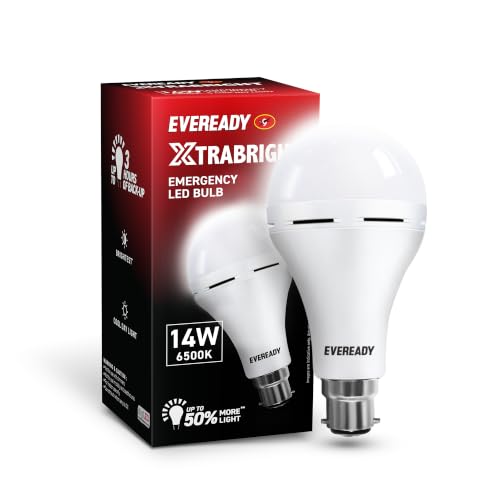 Image of EVEREADY Xtrabright Emergency Rechargeable 14W LED Bulb for Power Cut | Cool Day Light (6500K) | Energy Efficient | 3 Hour Battery Backup | B22 Base | Pack Of 1