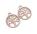 ALIMITOPIA 50pcs The Sephirothic Tree Kabbalah Tree Of Life Lucky Charm Pendant for DIY Crafting Key Chain Bracelet Necklace jewelry Making Findings(Rose Gold)