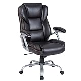 Giantex Executive Office Chair, Leather Ergonomic Computer Desk Chair w/Rocking Function, Padded Seat & Arms, Height Adjustable Gaming Chairs, High Back Rolling Swivel Chair for Home Office (Espresso)