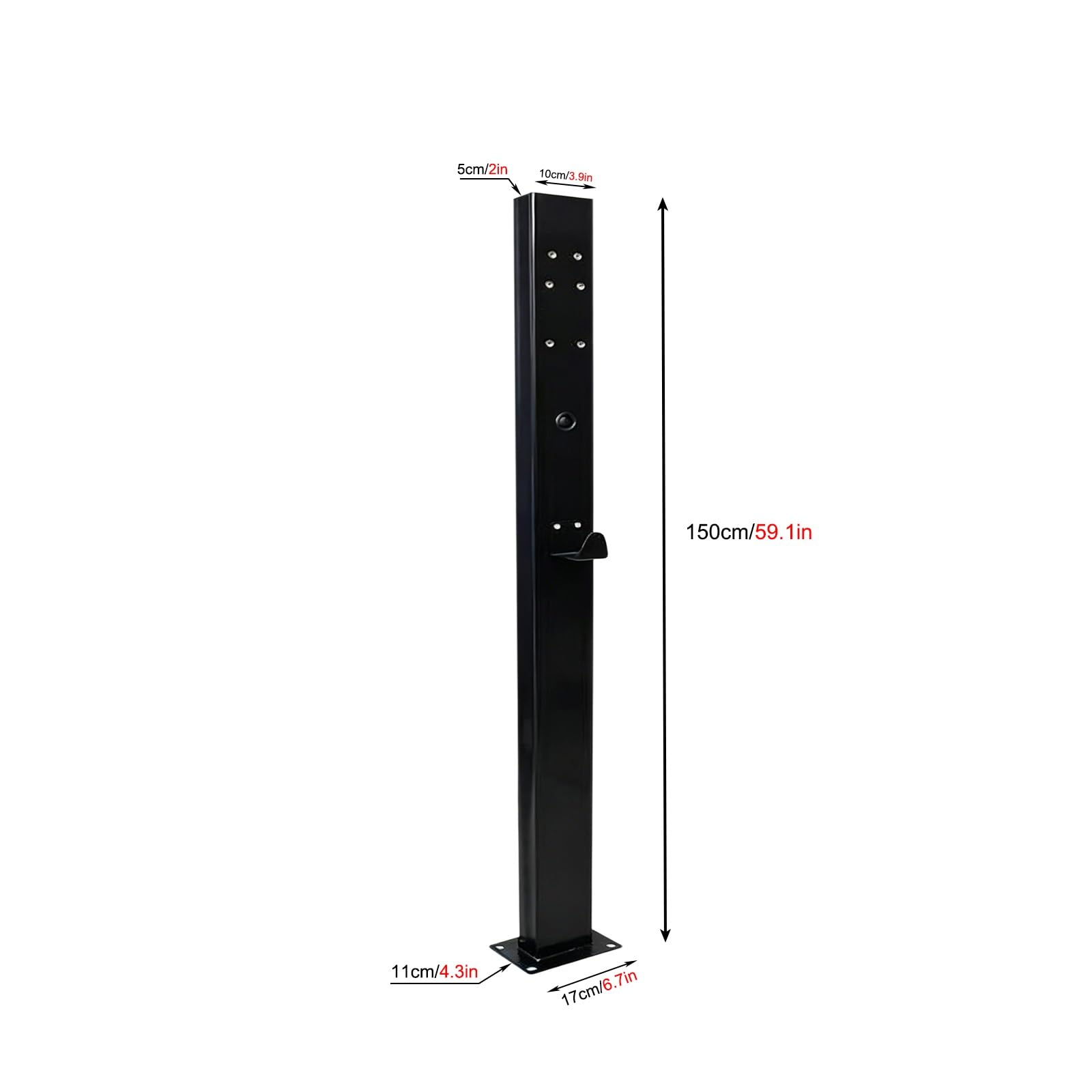 Pedestal de Carga para Vehículos Eléctricos,Poste de Carga Doméstico,Poste de Acero con Recubrimiento en Polvo Resistente al Agua, con Ganchos for Cables y Accesorios de Montaje,Negro