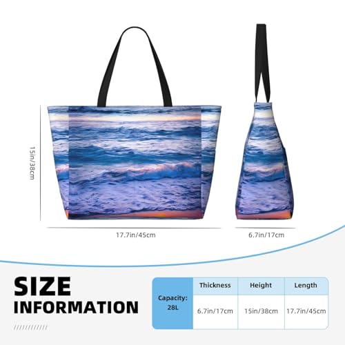 Beach Sunset Ocean Waves Large Capacity Foldable Tote Bag Women Beach Tote Bag Handbag Gym Bag Travel Shopping Bag4