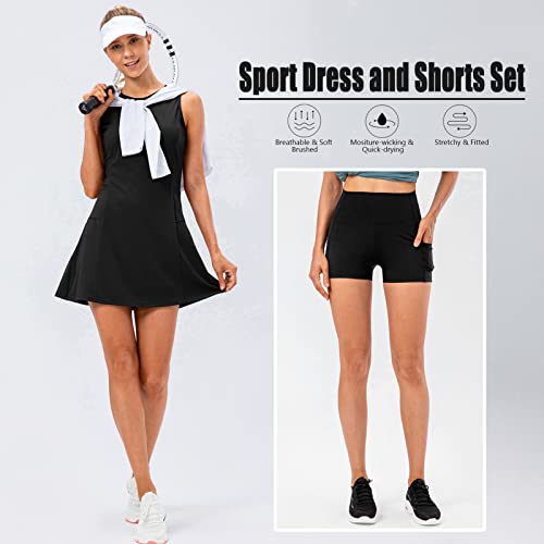 Conjunto de calção e vestido feminino tênis sem man vestido tanque com bolsos para treino de golfe 2