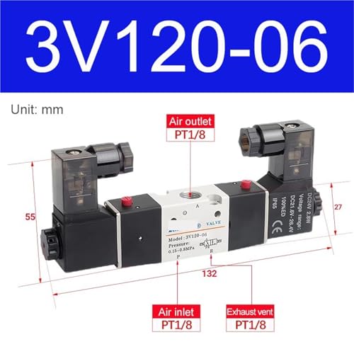 Électrovanne double commande 3V120-06 AC24V anti-blocage pour circuit d'air - 3