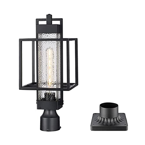 Osimir Outdoor Post Light Fixture, 1-Light Exterior Post Lantern With Pier Mount Base, Pier Light With Bubble Glass Shade Black Finish, Outdoor Light For Patio, Porch, Yard, Garden 2375/1Gl #TOP13