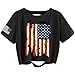 Women's Vintage American Flag Crop Tops 4th of July Red White Blue Graphic Tee Summer Patriotic Distressed Ripped T-Shirt(XS,01EBlack)