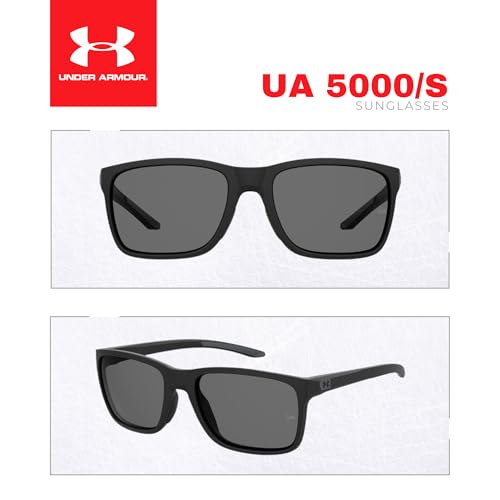 Under Armour UA0005/S Hustle 0003/M9 58MM Matte Black/Gray Polarized Rectangular Sunglasses for Men +BUNDLE with ACCESSORY EYEWEAR KIT4