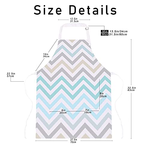 My Daily Kitchen Apron With Pockets, Oven Mitt And Pot Holder Set, Zig Zag Chevron Scandinavian Pattern Adjustable Apron For Men Women, Microwave Glove, Potholder, 3 Piece Cooking Gift Set #TOP5