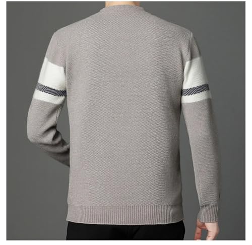 Dcvmvmn Men Autumn and Winter Half High Collar Sweater Men Casual Slim Fit Bottom Knit Pullover Sweater Brown Gray2