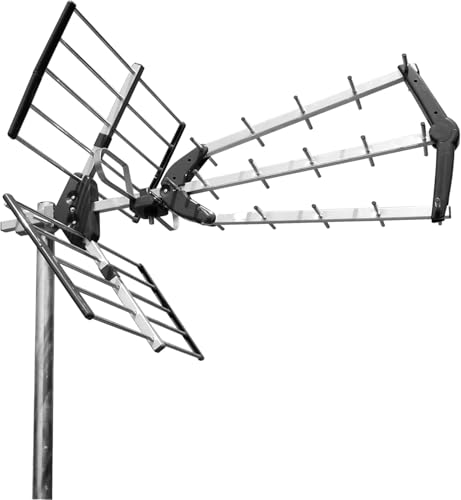 CABLEPELADO Antena TDT LTE 700 Alta Ganancia, Antena Triple Plegable UHF G=18 dB, Aluminio de 16,5 mm de Sección en Eje Principal, Ideal para Recepción de Televisión Digital Terrestre, Negro