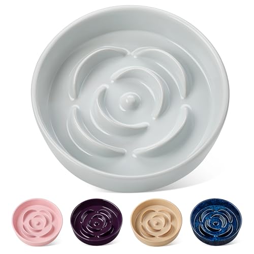 vancasso Slow Feeder Dog Bowl, 1.5 Cup Ceramic Puzzle Dish for Medium Breed