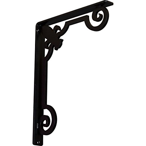 Ekena Millwork BKTM01X12X15SFL 1 2" W x 12" D x 15" H Fleur De Lis Wrought Iron Bracket (Single Center Brace)