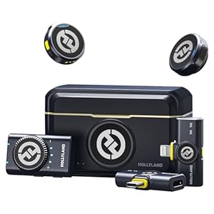 HollylandLark M2 Kabellos Lavalier Mikrofon für iPhone/Kamera/Android/PC – 48 kHz/24-Bit Hi-Fi-Audio, 300 m Reichweite, Rauschunterdrückung, 40 h Laufzeit, YouTube/Vlog/Streaming (2TX + 3RX+Ladecase)