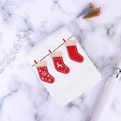 Toalhas de mão de Natal Amosfun com estampa de meias de Natal, toalha de banheiro para rosto de mão,