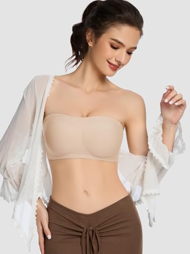 HBselect Strapless Bras for Women Non-Slip Padded Bandeau Bra, Wireless Tube Top Bra Seamless for Large Bust 6