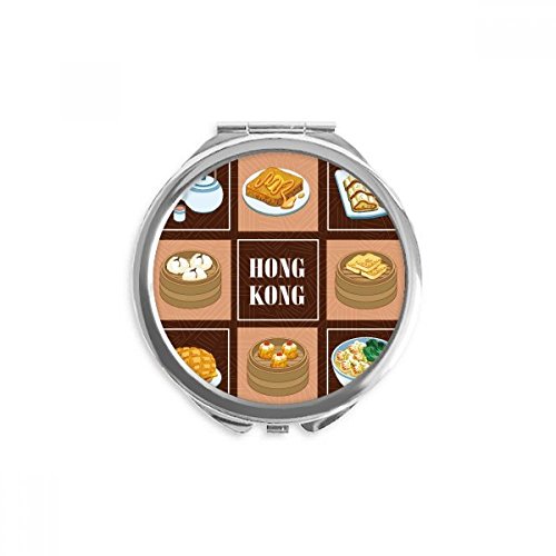 Miroir de maquillage portable pour retouches en terrasse motif cuisine de Hong Kong