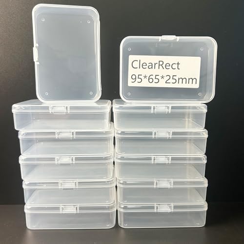 Image of 12 Pcs Clear Small Plastic Storage Containers with Lids, Ideal for Craft Supplies, Jewelry, Small Toys, Beads, Office & Household Organization