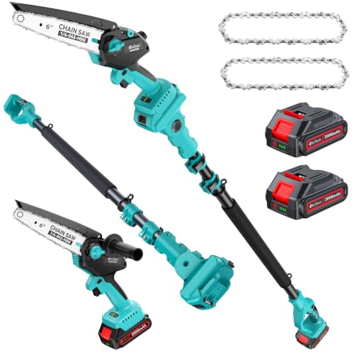 Image of Pole Saws for Tree Trimming, 6 inch Brushless Mini Chainsaw with Extension Pole