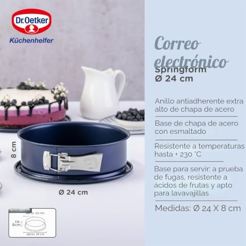 Miniatura 3 de Dr. Oetker Molde Repostería Horno Desmontable Redondo Con Base Antigoteo Para Servir Y Cierre Hermético De Seguridad, Base Esmaltada Y Aro Antiadherente, 24cm, 1ud. Back - Liebe 1103