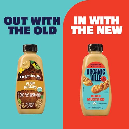 Image of Organicville Dijon Mustard - Mustard Dijon Organic, Dijion Mustard, Vegan, Paleo, USDA Organic, Non-GMO, Keto Mustard, Whole 30, Dijon Mustard Gluten Free - 12 Oz