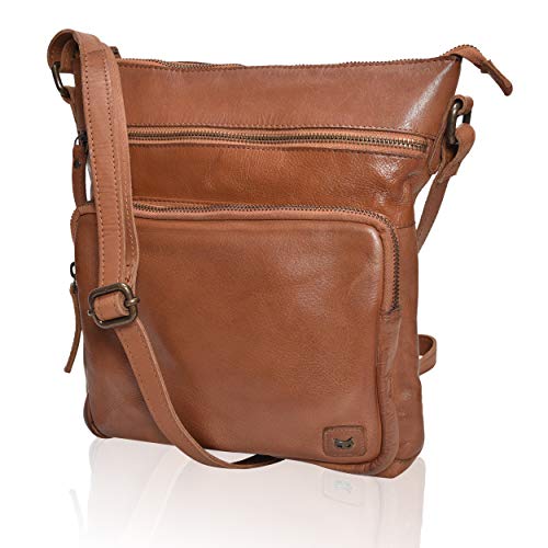Real Leather Crossbody Bags Purses for Women Shoulder Handbags Crossover Handmade Stylish Trendy Pocketbook (Cognac Washed Vintage)