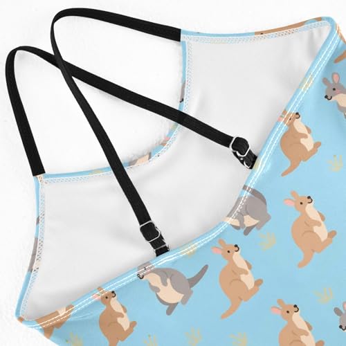 senya Girls Swimsuits One-Piece Swimwear Tie Bathing Suit Beach Summer Round Neck 7-8T Kangaroo Pattern4