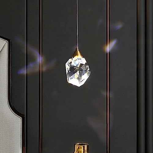 Lámpara de techo de vidrio de lujo con luces led y cristales de cubo dorados regulable