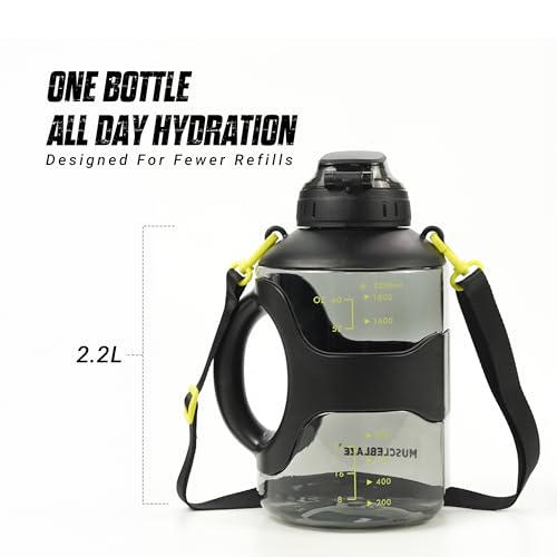 Image of MuscleBlaze Gym Gallon Water Bottle (Black, 2.2L) | Leakproof & BPA-Free | Athlete-Safe Build