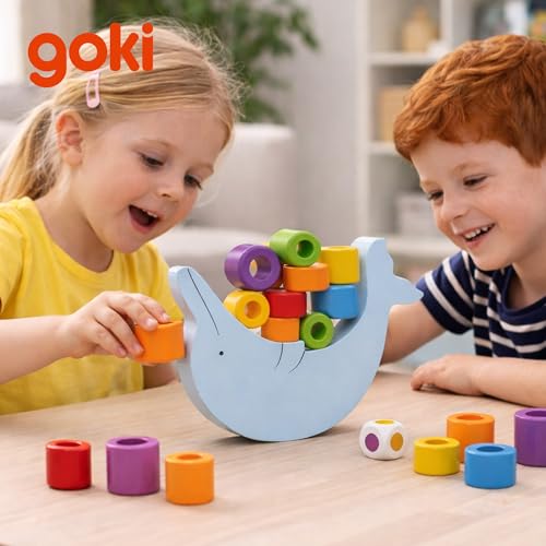 Goki Wooden Balancing Dolphin Stacking Toys - Montessori Toys for 4 Year Old I Wooden Balance Game for Kids & Educational Stacking Game for Toddlers - for Fine Motor Skills & Concentration Ages 4+ - Image 4