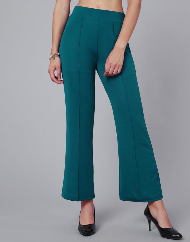 Image of SIRIL Women's Regular Fit Mid Rise Trouser