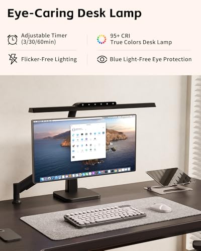 LED Desk Lamp for Home Office with Base, Dimmable Eye-Caring Computer Light with Memory & Timer Functions, Flexible Gooseneck Touch Control Architect Desk Light for Reading, Study, Workbench (Black) - Image 4