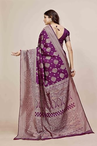 Image of Shasmi Women's Banarasi Saree Pure Kanjivaram Silk Saree Soft new ladies 2025 Design Wear Pattu Sarees Party Sari collections With Blouse Piece for Wedding sadi (PARI-218)