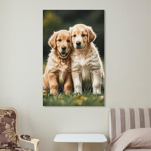 Toile murale golden retriever 60x90cm pour un salon chaleureux - 7