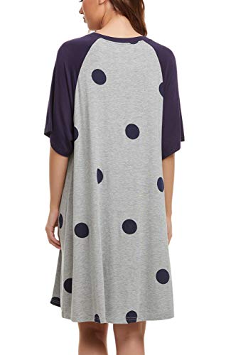 Yya Nightgowns For Women Short Sleeve Sleepwear Comfy Side Slit Sleep Shirt Scoopneck Nightshirt Grey #TOP4