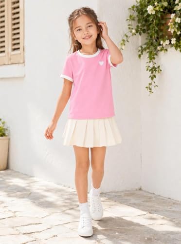 Image of Girls' Graphic Tees Summer Cute Tops Casual Short Sleeve Crew Neck T Shirts