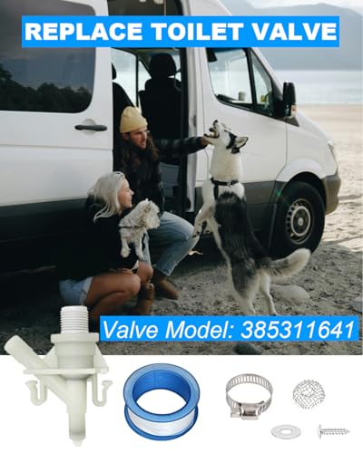 Image of Upgraded RV Water Valve Replacement Kit 385311641 for Sealand Dometic 300, 301, 310, 311, 320, 321 Pedal-Flush Toilets- Hardware Included, with Seal Tape