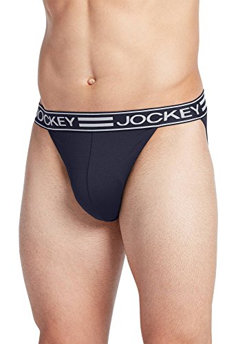 Jockey Men's Underwear Sport Cooling Mesh Performance String Bikini, Navy, m