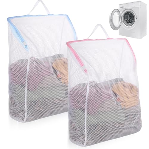 Honeycomb Mesh Laundry Nets, 2 PCS Zipper Travel Laundry Bags For Washing Machine