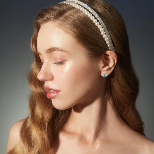 Lab-Created Emerald Stud Earrings for Women 925 Sterling Silver Jewelry Earrings for Mother Wife Her4