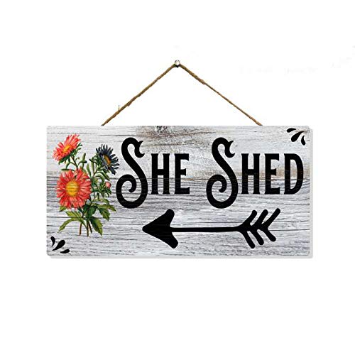 Chico Creek Signs She Shed Sign Decor Wood Signs Decorations Wooden Women Cave Camper Room Lady Womens Girl Ladies Funny Shack Wall Gift 5x10 SP-05100001018
