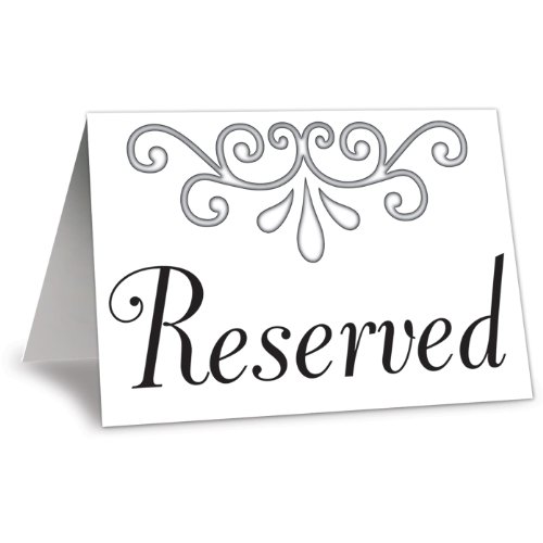 Beistle Reserved Table Cards (4/Pkg), Black/White/Silver, 4.25