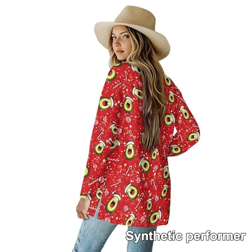 Image of Fall Maple Leaf Cardigan Sweaters for Women Long Sleeve Cardigan Soft Drape Open Front Dusters V-Neck Jackets Dressy