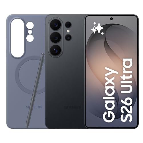 Samsung Galaxy S26 Ultra con Silicone Magnet Case Blue Violet, Smartphone AI 3 anni di Garanzia del produttore, 512GB, Black