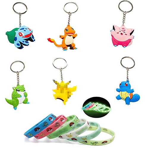 Spielzeug Set, 6-Schlüsselanhänger, 10 Stück Leuchtendes Silikon Armband, Spielzeug Geschenk Partygeschenke, Schlüsselanhänger für Kinder sind für Rucksäcke, Schlüssel geeignet Cover