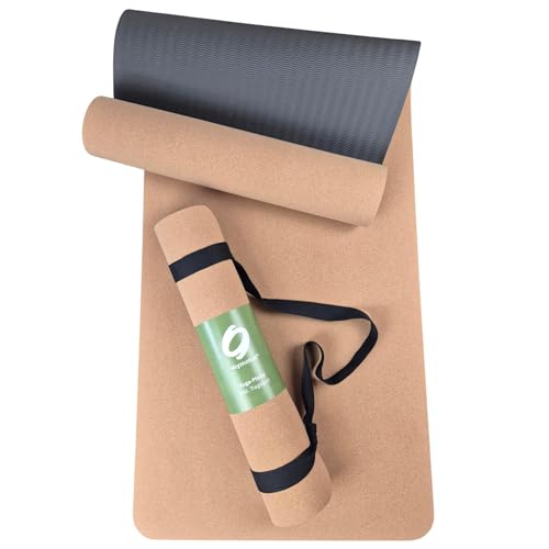 mymotus® Kork Yogamatte rutschfest | inkl. Tragegurt | 183x61x0,5cm | extra dick &...