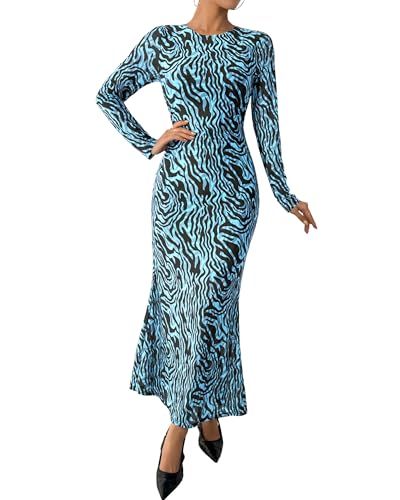 BTFBM Wedding Guest Dresses for Women Fall Fashion 2025 Bodycon Long Sleeve Boho Mesh Party Cocktail Floral Maxi Dress