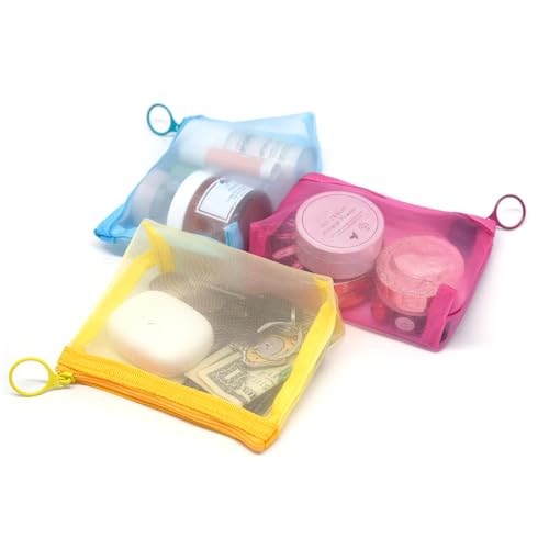 Image of Patu Zipper Mesh Bags, Beauty Makeup Cosmetic Accessories Organizer, Travel Toiletry Kit Set Storage Pouch, Multicolor, S, Widened (5 pcs)