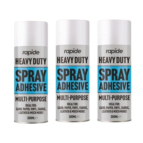 MIXEL Heavy Duty Glue Spray Adhesive, Non Cracking, Quick Drying, Easy To Use, Long-Lasting Bond, Ideal Use To Stick Card, Paper, Vinyl, Fabric, Leather, 300ml (3Pcs)