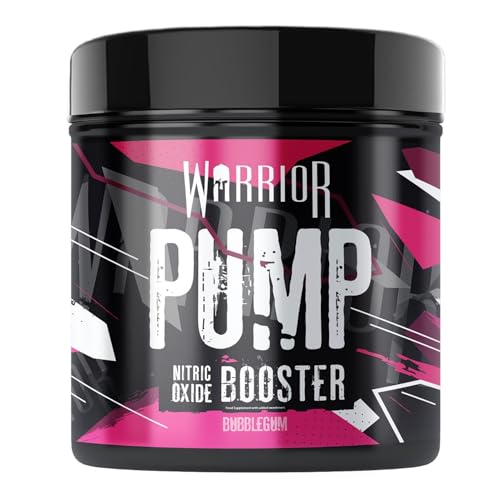 Warrior Pump Pre-Workout Pulver 225 g (Kaugummi) – Stickoxid Booster & Energie-Formel ohne Stimulanzien, koffeinfrei – Citrullinmalat & zyklisches Dextrin für Muskelkraft & Fokus